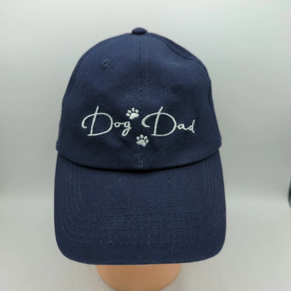 Lot of 2 Dog Mom & Dog Dad Baseball Hat Cap OSFA Teal Navy Blue Adjustable